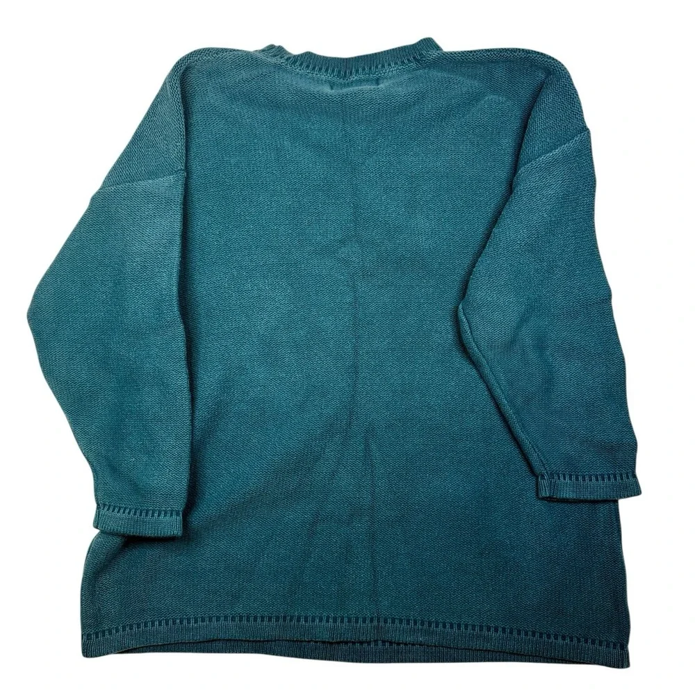 VTG Eddie Bauer Knit Sweater Medium Teal Southwest Women's Oversized USA Petite